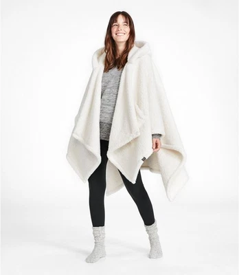 LL Bean Cream Acogedora Sherpa Con Capucha Usable Manta Tiro Unisex Talla Única Bolsillos Foto 1 de 4