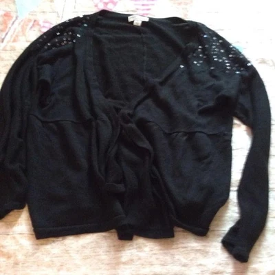 Suéter de Maternidad Liz Lange Cárdigan Lentejuelas Negro Talla XL USADO EN EXCELENTE ESTADO Elegante Foto 1 de 4