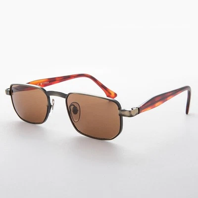 Slim Rectangular Vintage Sunglass with Bronze / Brown Lens - Clint - Image 1 of 3