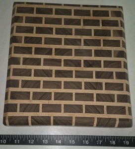 Schneidebrett Nussbaum Kirsche Ziegelmuster gebraucht - Bild 1 von 13