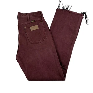 Vintage Wrangler Jeans Herren 32x33 weinrot 13MWZ Cowboy Schnitt roher Saum USA 80er - Bild 1 von 16