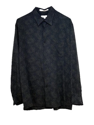 Perry Ellis Shirt Mens LARGE 100% Silk Black - Image 1 of 4