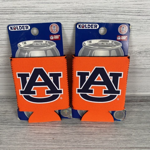 Lot Of 2 Auburn Tigers Orange  Can Koozies Sleeve NCAA Officially Licensed Cover