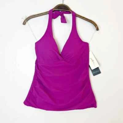 PROFILE GOTTEX Women Size 8 Warm Viola Tutti Frutti Halter Underwire Tankini Top - Image 1 of 4
