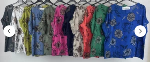 NEW LADIES CASUAL SUMMER 2025 FLORAL PRINT COTTON LIGHTWEIGHT CASUAL TUNIC TOP - Picture 1 of 13