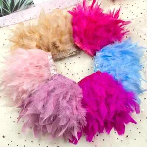 Cinta de plumas de pavo multicolor de 2 metros con flecos multicolor a rayas hágalo usted mismo - Imagen 1 de 42