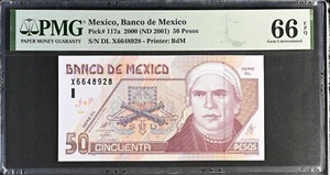 Mexico Banco de Mexico P#S117a 2000 50 Pesos PMG Gem UNC 66 EPQ - Picture 1 of 2