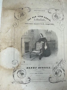 Original 1840 Cover Lithograph of "The Old Arm Chair: Ballad" by Fitz Henry Lane - Picture 1 of 9