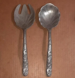 Utensilien Salat Servier Set Gabel Löffel Arthur Court 1990 Hase Häschen Aluminium - Bild 1 von 8