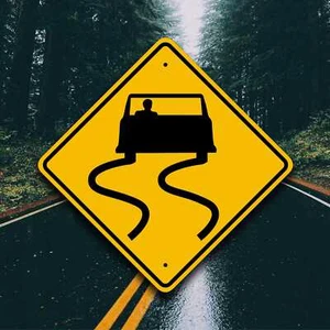 SLIPPERY WHEN WET ROAD SIGN - Aluminum Safety Placard - Unique Fun Garage Decor - Picture 1 of 4