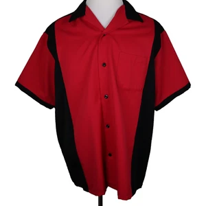 Men's Las Vegas Bowling Shirt * Large L * Black Red * LOGO on Back * Button Up - Picture 1 of 14