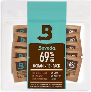 Boveda 69% Two-Way Humidity Control Packs Storing Up to 5 Items Size 8 – 10 Pack - Picture 1 of 3