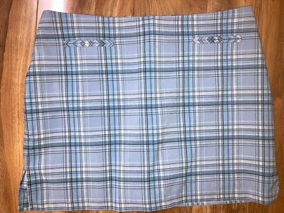 Fashion Bug Woman's Blue Plaid Poly Rayon Spandex Skort Shorts Skirt Size 16  - Image 1 of 4