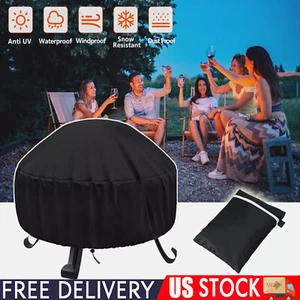 Fire Pit Cover Heavy Waterproof Duty  round Fire Pit Bowl Cover 48 Inch Black - Picture 1 of 15