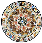 36" Marble Center Table Top Handicraft Gemstone Inlay Design Home Decoration