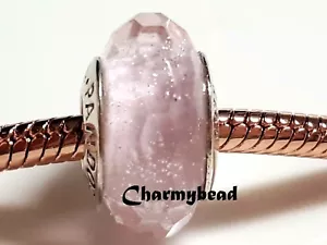 Nuevo PANDORA AUTÉNTICO Rosa MURANO Y PLATA 💜 Shimmer Faceted Murano 💜 791650 - Foto 1 di 10