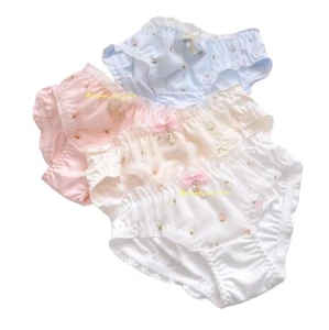 4pcs Girls Frilly Chiffon Panties Cute Lolita Ruffle Knickers Undies Underwear - Picture 1 of 14