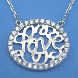 N313 Plata Esterlina Circonita cúbica Remolino Amor Colgante 17.5" Cadena Collar Sólido 925 Nuevo - Imagen 1 de 4