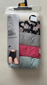 BNIP M&S 5PK COTTON LYCRA FULL BRIEFS PLAIN-SPOT-FLORAL - 24 - Picture 1 of 1