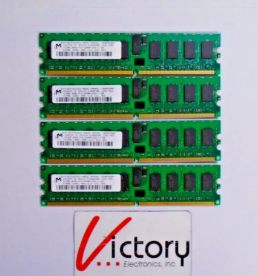 Micron 512MB Server RAM Memory Lot of 4 | MT18HTF6472DY-40EB2 | DDR2-400 RDIMM - Image 1 of 4