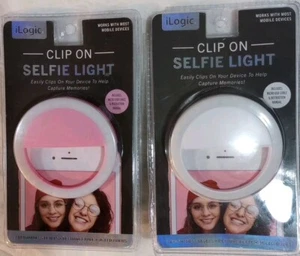 iLogic east Clip On Selfie Light Color for Smart phones White & PINK 2 Packs NEW - Photo 1 sur 16