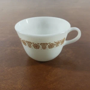 Taza de vaso de té café mariposa blanca dorada Pyrex vintage hecha en EE. UU. - Imagen 1 de 8