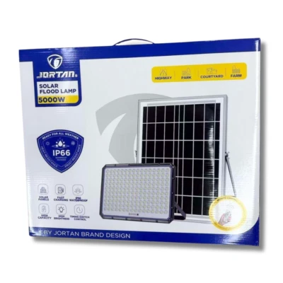 Faro Led 5000W Slim con Pannello Ricarica Solare Crepuscolare Telecomando IP66 - Immagine 1 di 4