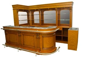 Colonial Maple 8.5 Ft Bar With Marble Top & Sink Side Unit – WNL116 - Picture 1 of 4