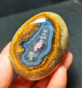 Raro 126.8G Natural Interior Mongolia Gobi Ojos de Ágata Bandas Ágata Curación R1195 - Imagen 1 de 11