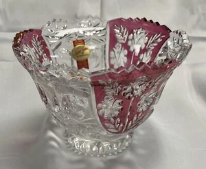 Anna Hutte Bleikristall 24% Leaded Crystal Oxford Rose Dish In Original Box Bowl - Picture 1 of 10
