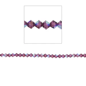 4 mm Doppelkegel Kristall Perlen, Amethyst, AB, 100 Stück, lose Perlen, hergestellt mit Swarovski  - Bild 1 von 1
