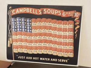 Campbell’s Soup Metal Sign “6 Plates for 10 Cents”. USA Flag Reproduction - Picture 1 of 3