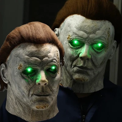 LED Michael Myers Maske Latex Horror Cosplay Kostüm Vollkopfmaske für Halloween - Bild 1 von 4