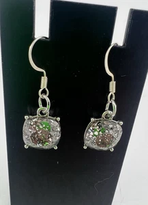 Handmade Earrings Sqauer Gem Fancy Business New Years Eve Dangle - Picture 1 of 4