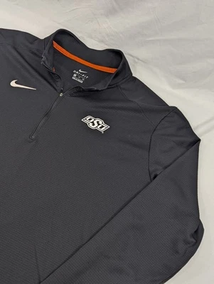 Nike Oklahoma State Cowboys 1/2 Zip Pullover Mens 2XL Dri-Fit Black White  - Image 1 of 4