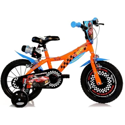 BICI BICICLETTA HOT WHEELS CON ROTELLE BAMBINO BIMBO 4 5 6 7 ANNI 14" - Immagine 1 di 4