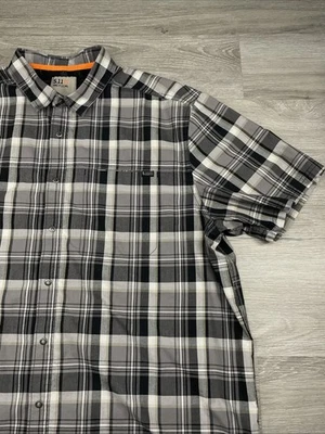 5.11 Tactical Mens XL Snap Button Up Short Sleeve Shirt Gray Plaid - Image 1 of 4