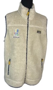 L.L. Bean Sherpa Deep Pile Vest Mens XL Tall Beige Fleece Full Zip Logo - Picture 1 of 12