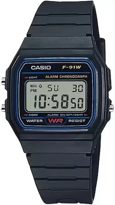 Orologio Casio Vintage Digitale Unisex Uomo Donna F-91W-1DG Nero Resina