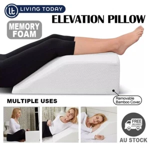 Memory Foam Leg Elevation Pillow Wedge Back Rest Support Cushion Cover Bamboo AU - Picture 1 of 18