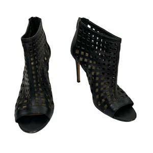 Charles By Charles David Womens Black Fishnet Zip Peep Toe Pump Heels Size US 7 - Picture 1 of 9