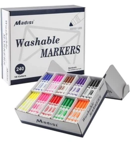 Madisi waschbare Broadline Marker, 10 verschiedene Farben, 240 Stück Klassenzimmer Packung - Bild 1 von 4