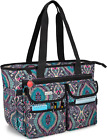Teacher Tote Bag With Bottom Pad, With Separated Storage Laptop Layer (Up To 15.