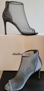 Charles David Gray Charcoal Women's ( 9 ) COURT Mesh Stiletto Booties Shoes - Picture 1 of 6