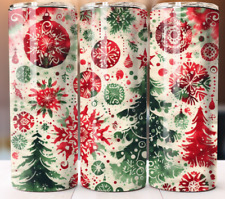 Christmas Tree Snowflake Cup Tumbler Mug 20 oz Stainless Steel Custom Design