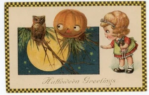 Halloween Frexias Winsch Border Girl A Cuadrado Búho JOL - Imagen 1 de 2