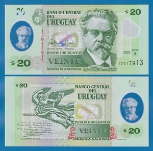 URUGUAY 20 Pesos Uruguayos P 101a New 2020 Polymer UNC Serie "A" ( P 101 a ) - Picture 1 of 1
