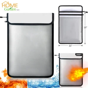 Fireproof Document Bag Fire Proof Money Cash Pouch 15x11” Waterproof Envelope - Picture 1 of 11