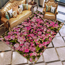 Pink Roses Flower Living Room Bedroom Cashmer Rug Doormat Floor Mat Carpet