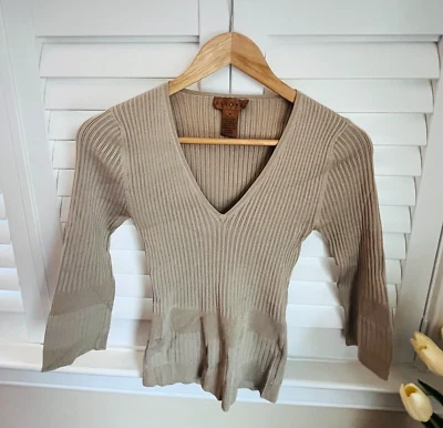 Essendi Ribbed Silk Spandex Top Soft Beige Women’s Size S - Image 1 of 4